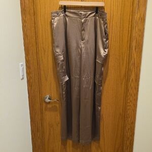 a new day Satin Wide-Leg Pants in Bronze